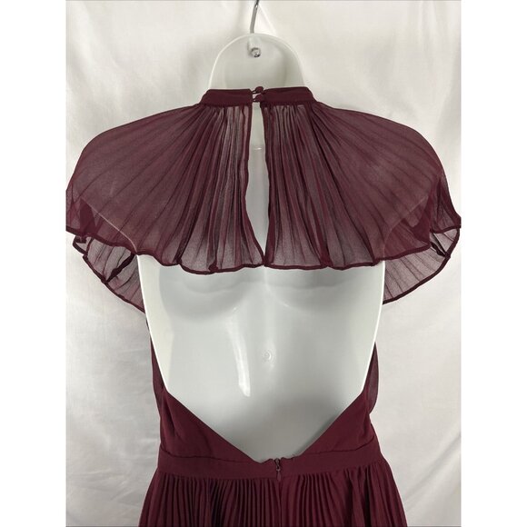 Revolve Keepsake Wine-Coloured Pleated Mini Halter Dress Womens Size S - Picture 6 of 14